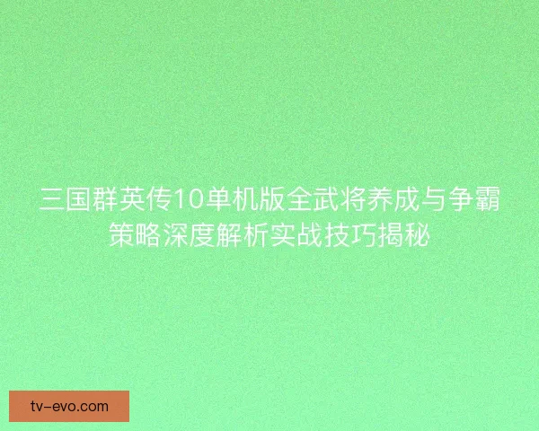 三国群英传10单机版全武将养成与争霸策略深度解析实战技巧揭秘